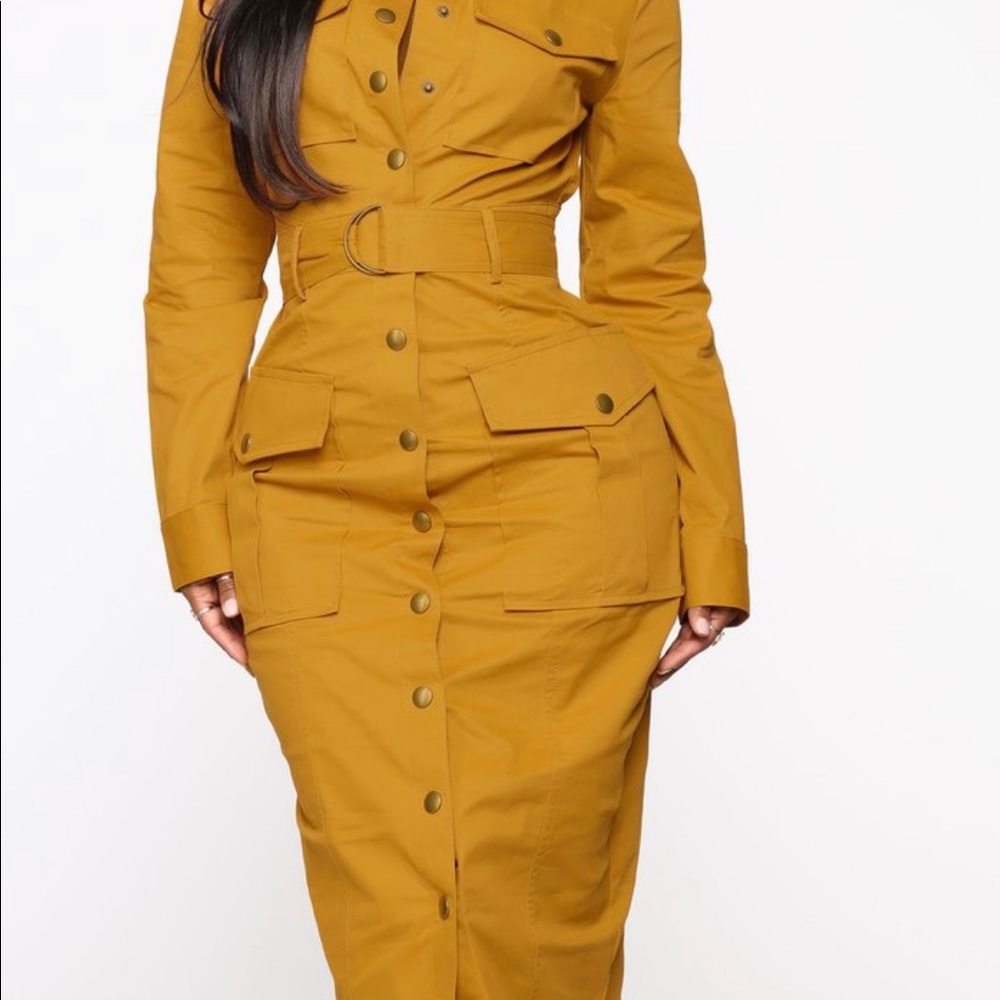 Cognac Cargo Mid Dress
